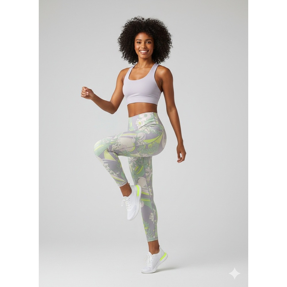 FP Movement "Wave Crush"‎ Free People Leggings SZ S Bright Lime Combo New Floral